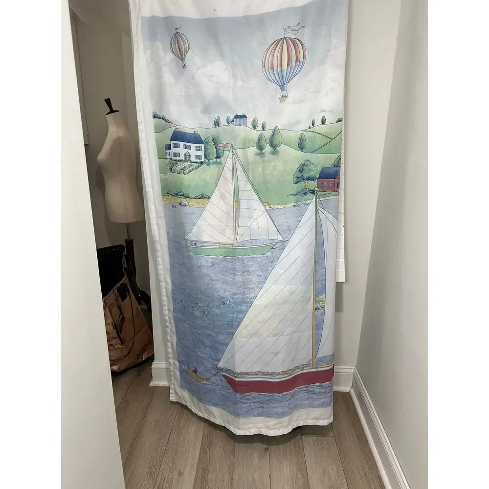 Warren Kimble Coastal Breeze Collection Shower Curtain Lighthouse Sailboats